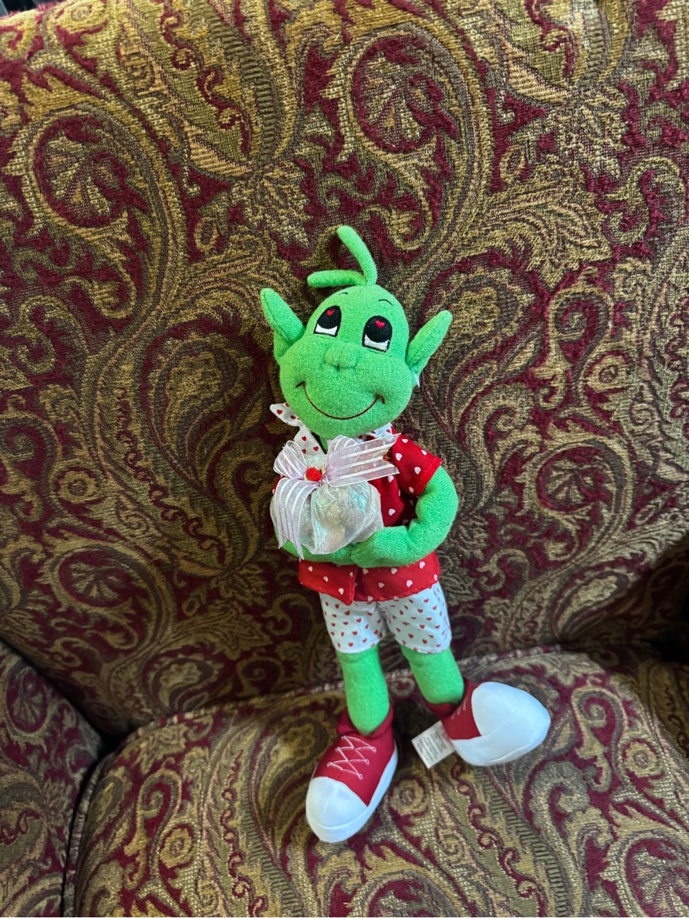 Sugar Loaf Valentine’s Day Themed Green and Red Heart Printed Stuff Animal Plush